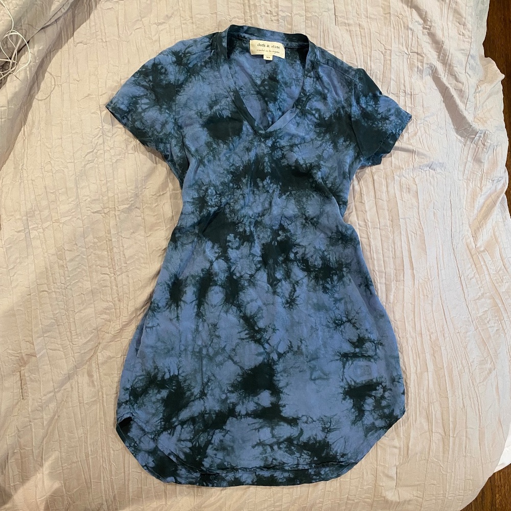 Blue and Black tie dyed dress - Cloth and Stone